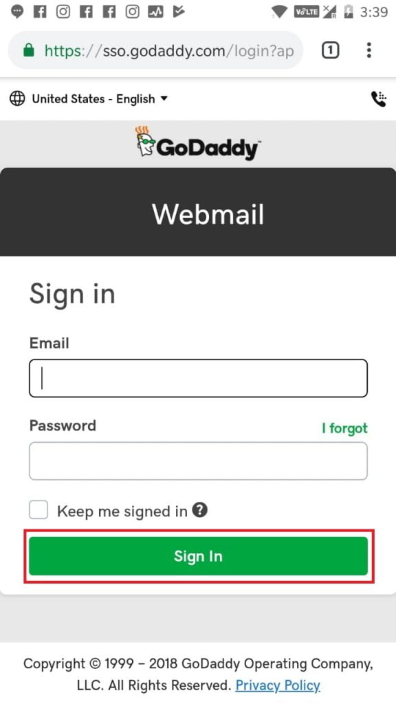 godaddy email access on adroid